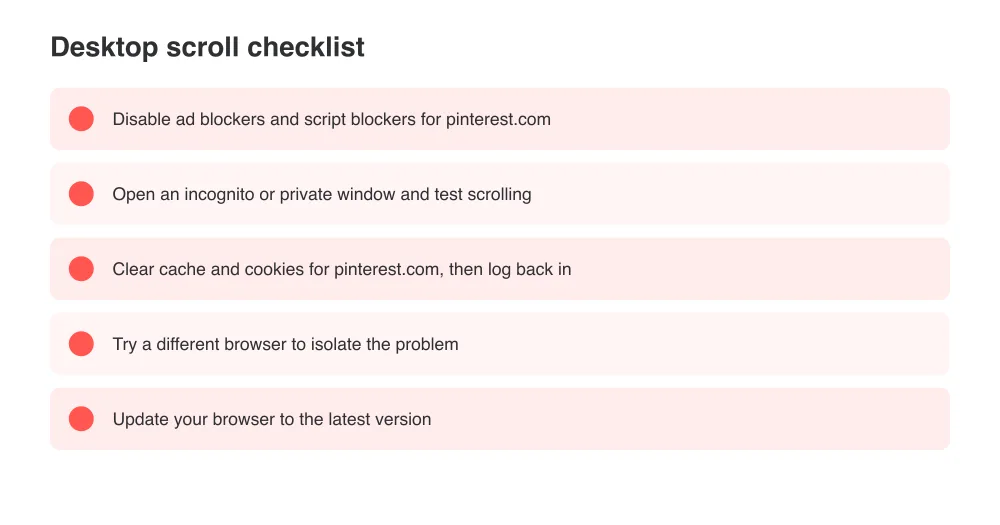 Run through this checklist if scrolling breaks specifically on desktop.